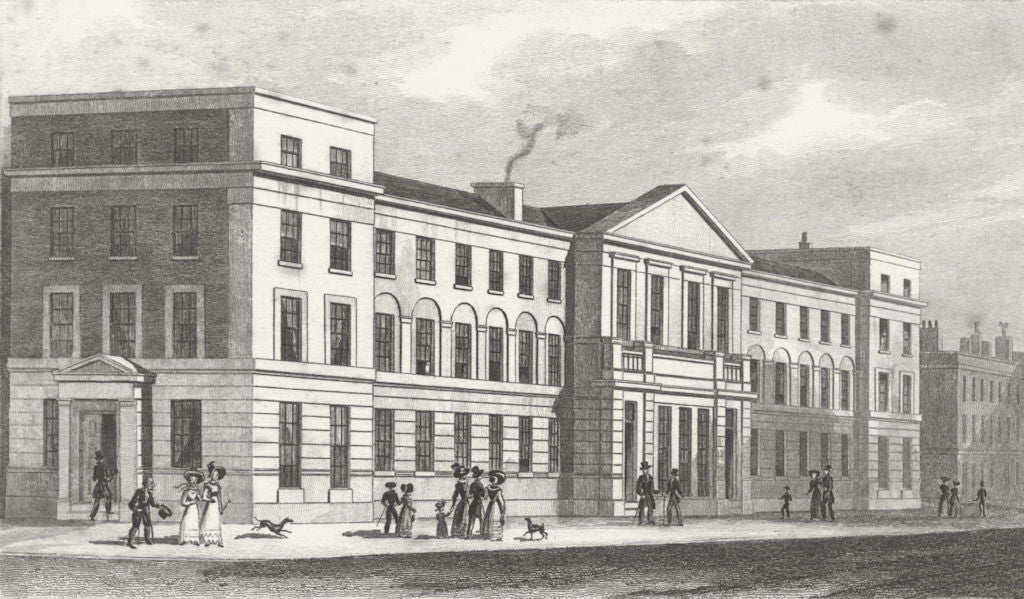 SCHOOL. College of Church Missionary Society 1827 old antique print picture